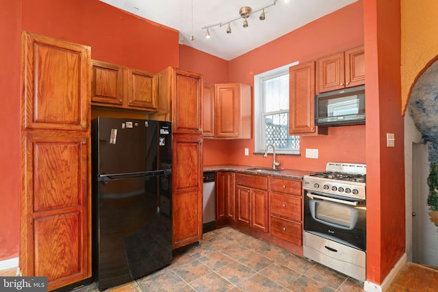 kitchen with black appliances and sink