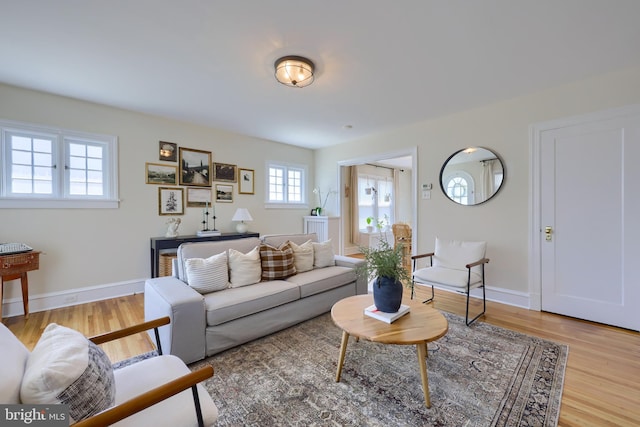 living room with hardwood / wood-style floors