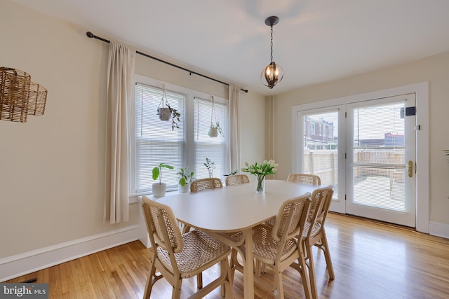 dining area featuring light hardwood / wood-style floors