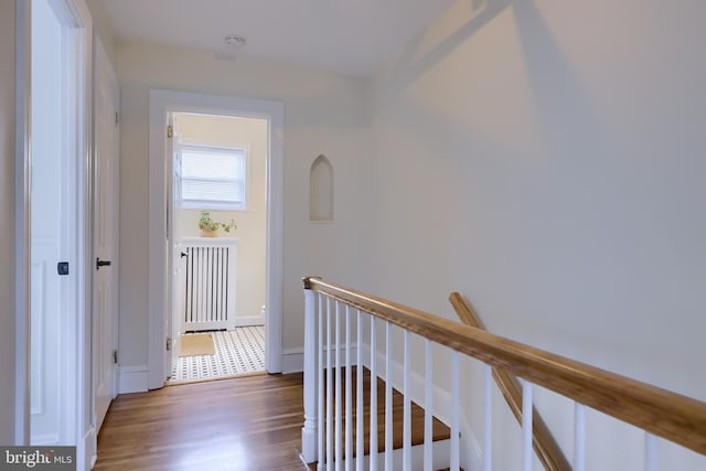 hall with wood-type flooring