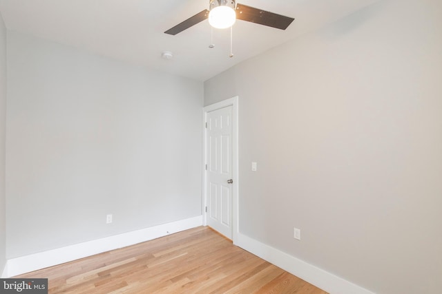 spare room featuring light hardwood / wood-style floors and ceiling fan