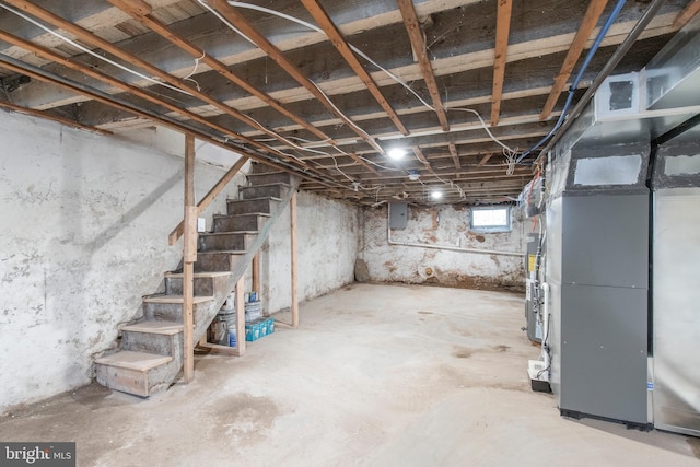 basement with electric panel