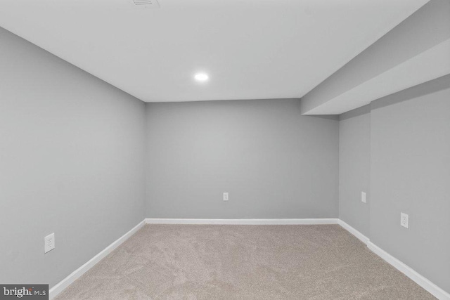 basement with carpet floors