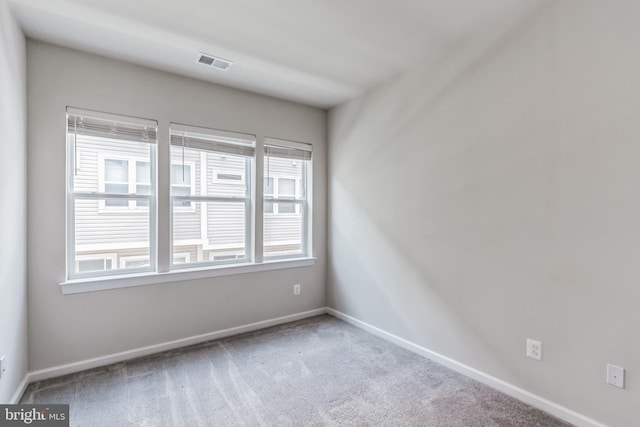 spare room featuring light carpet