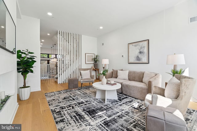 living room featuring wood-type flooring