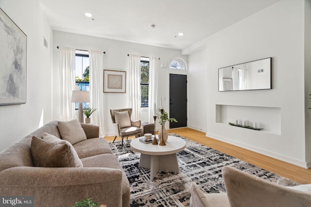 living room with hardwood / wood-style floors