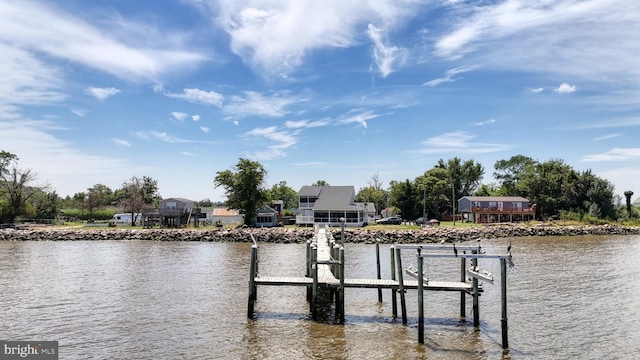 view of dock featuring a water view