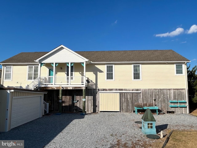 exterior space with a garage