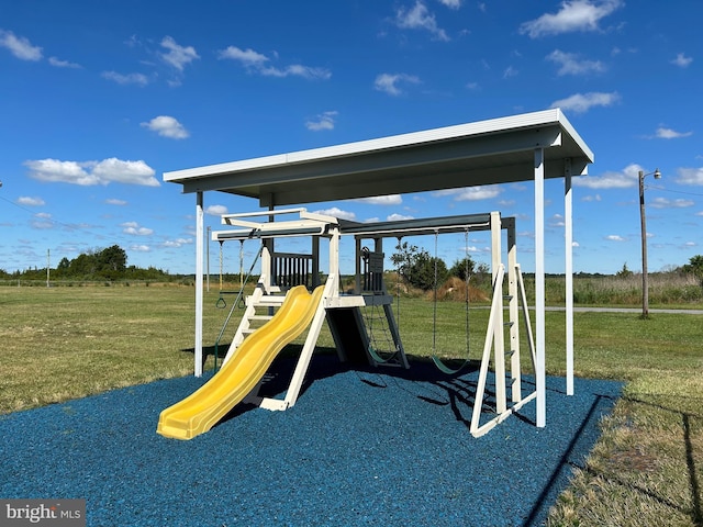 view of play area with a lawn