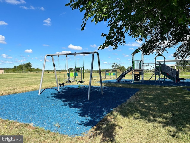 view of play area with a yard