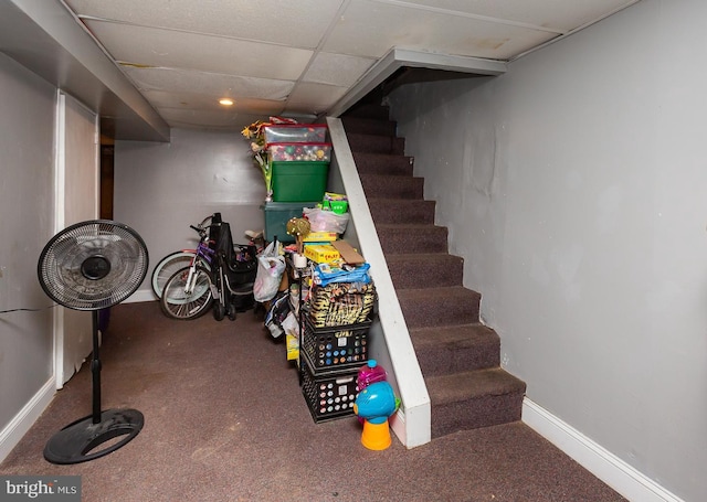 basement with a drop ceiling