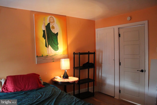 bedroom featuring dark hardwood / wood-style floors