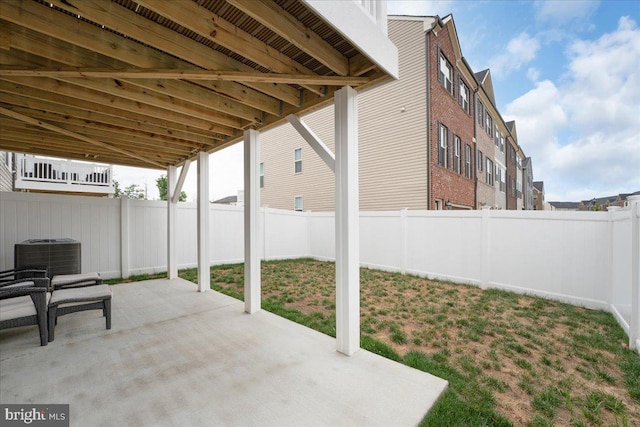 view of patio featuring central air condition unit