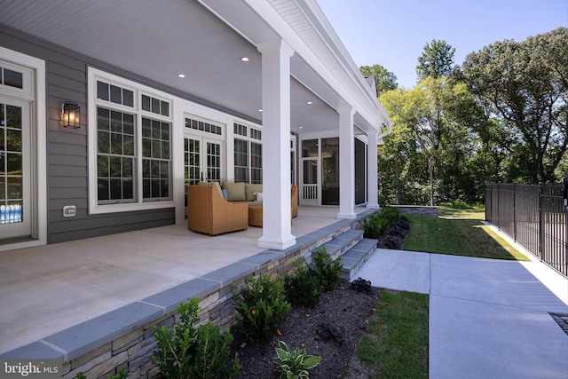 view of patio with covered porch