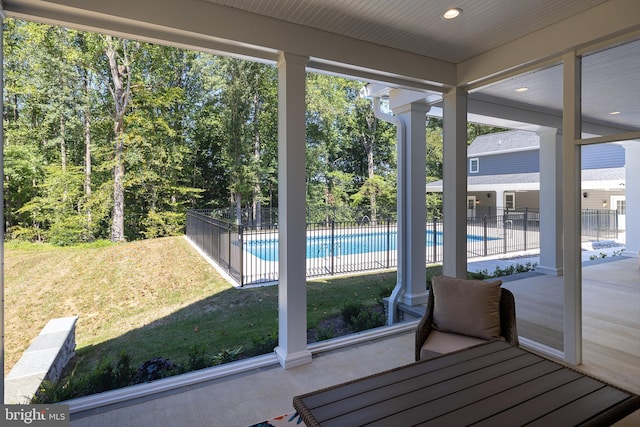 view of unfurnished sunroom