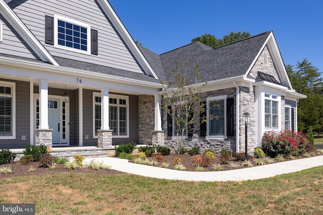 view of front of home featuring covered porch