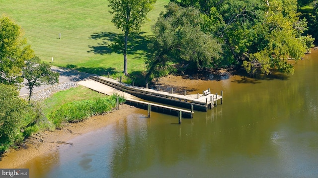 view of dock featuring a water view