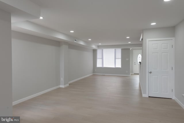 empty room with light wood-type flooring