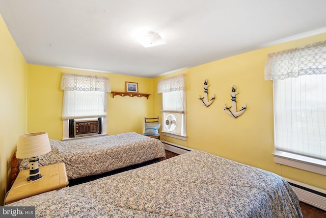 bedroom with a baseboard radiator