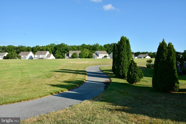 view of property's community featuring a lawn