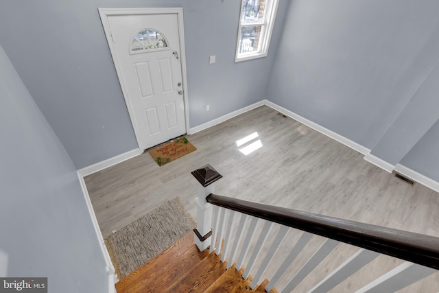 entryway with hardwood / wood-style flooring and plenty of natural light