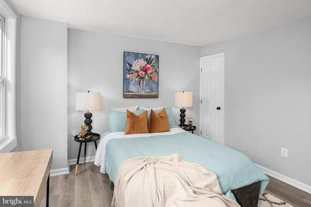 bedroom with hardwood / wood-style flooring