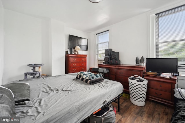 bedroom featuring dark hardwood / wood-style floors