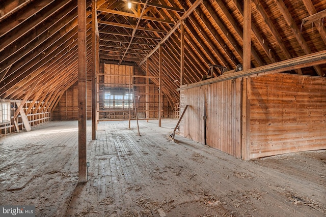 view of unfinished attic