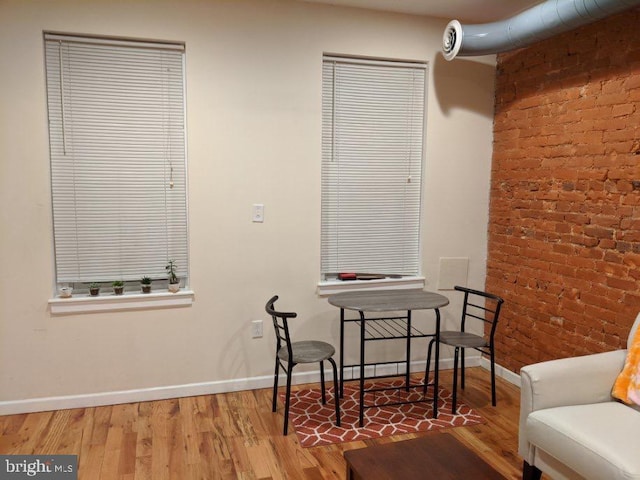 living area with wood-type flooring