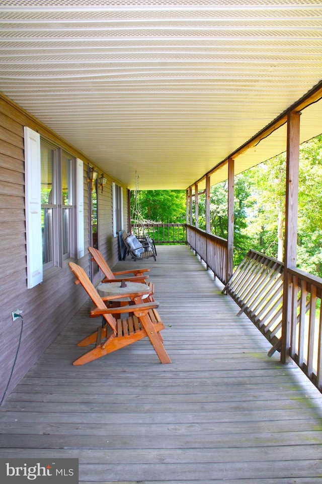 deck featuring a porch