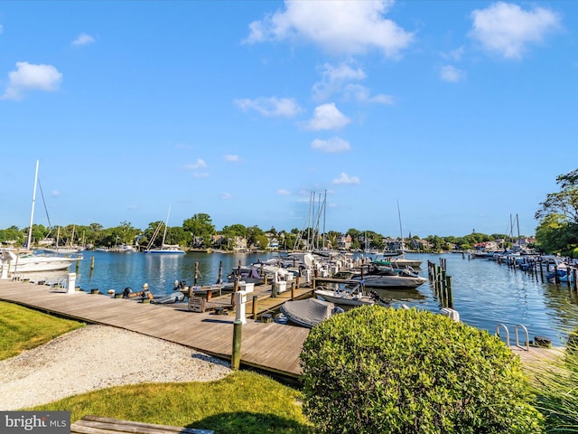 dock area featuring a water view