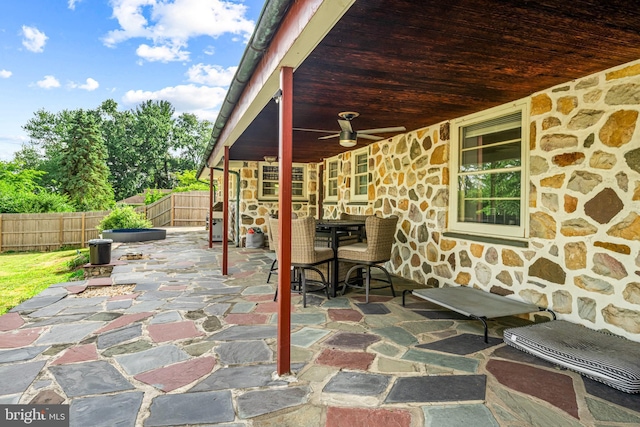 view of patio with ceiling fan