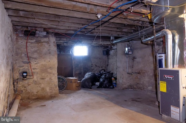 basement with heating unit