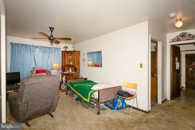 playroom featuring tile patterned flooring and ceiling fan