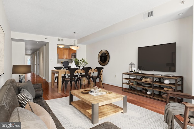 living room featuring light hardwood / wood-style floors