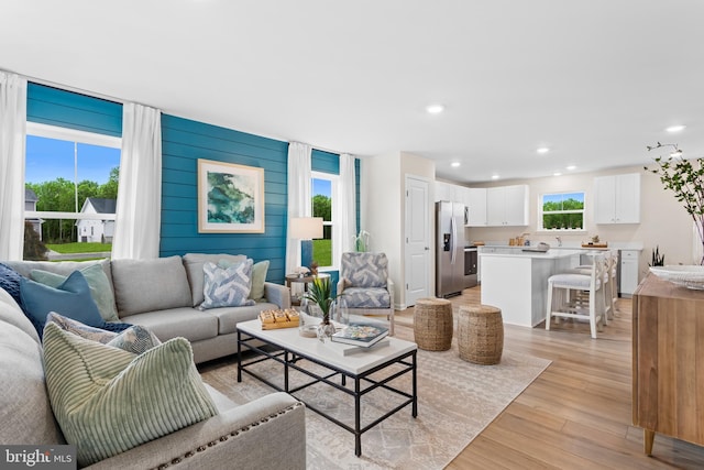 living room featuring light hardwood / wood-style flooring