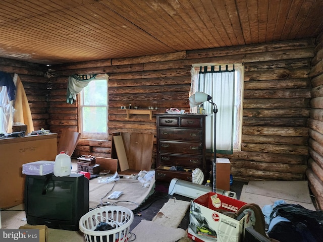 interior space featuring rustic walls