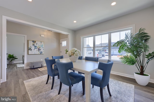 dining space featuring light hardwood / wood-style floors