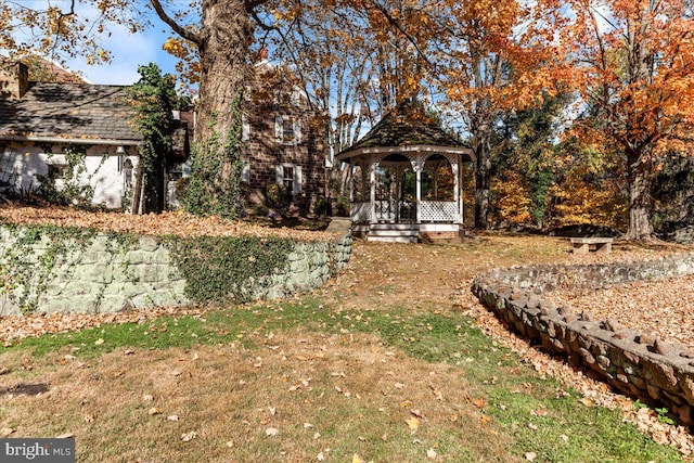 view of yard with a gazebo