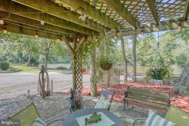 view of patio featuring a pergola