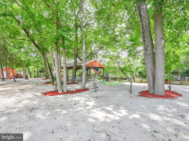 view of play area featuring a gazebo