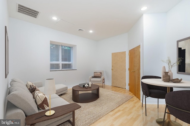 living room featuring light wood-type flooring