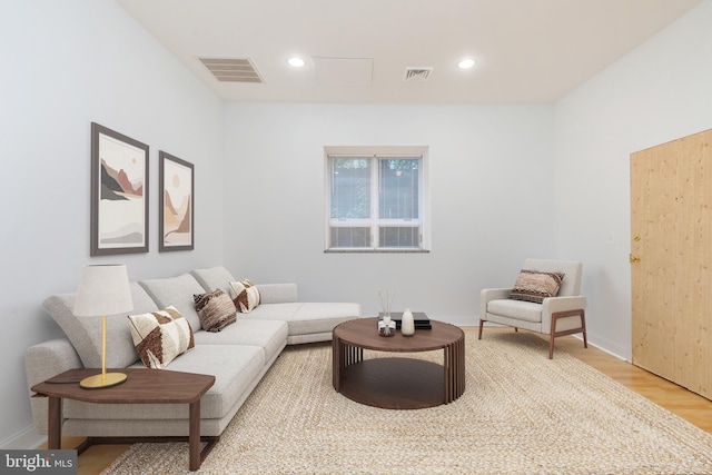 living room featuring light hardwood / wood-style flooring