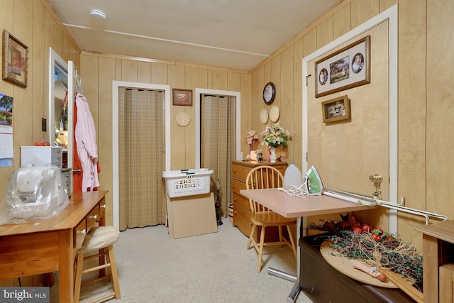 interior space with wood walls