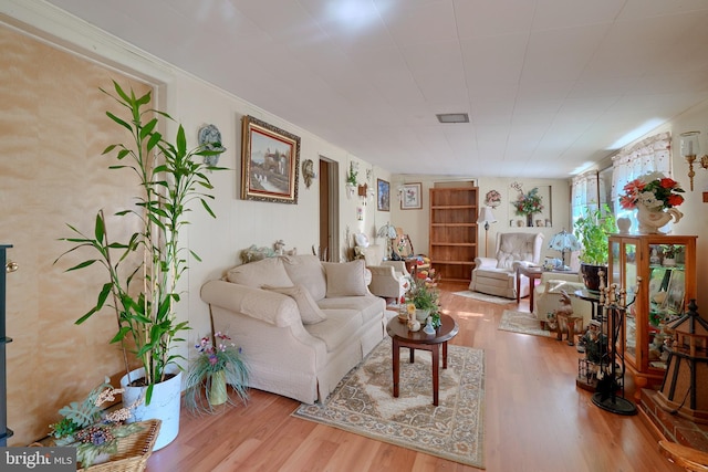 living room with wood-type flooring