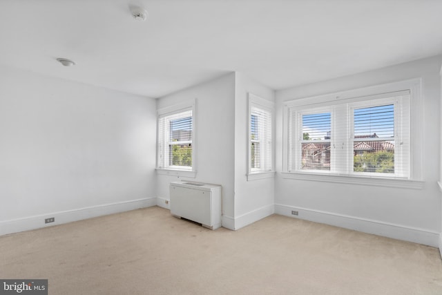 interior space featuring light carpet