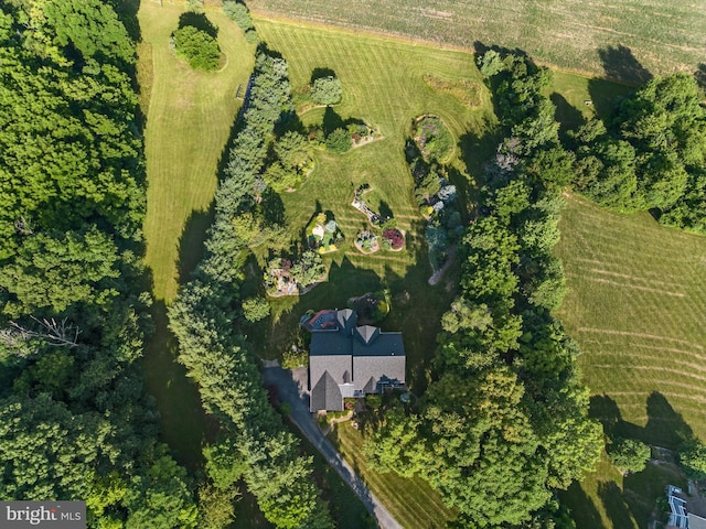 aerial view featuring a rural view