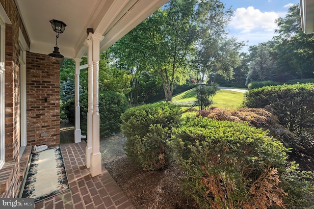 view of patio featuring covered porch