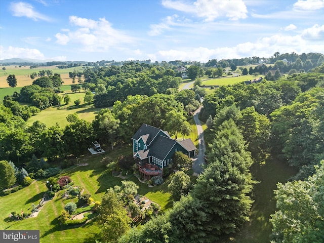 drone / aerial view with a rural view