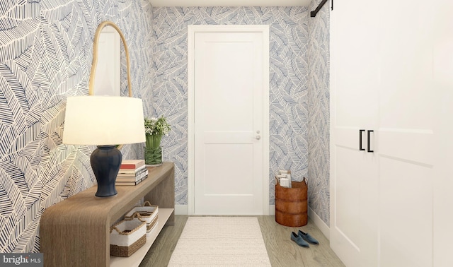 corridor featuring hardwood / wood-style flooring